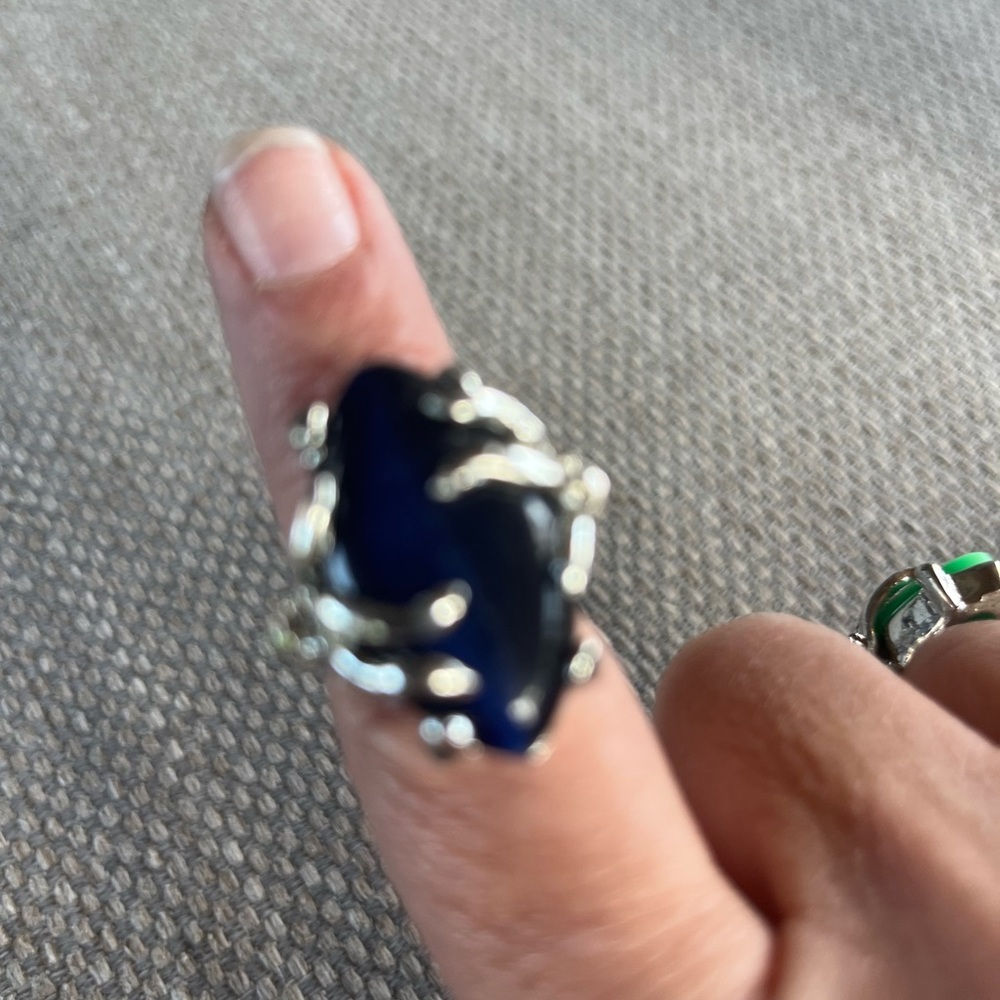 Set of 3 Silver and coloful stone  Ring bundle ! Purple one not included - Picture 4 of 10